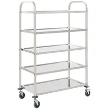 deluke Servierwagen KENNI für Küche 5-Etagen 107x55x147cm Edelstahl Küchenwagen mit Rollen Etagenwagen für Hotel Restaurant