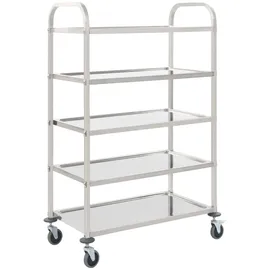 deluke Servierwagen KENNI für Küche 5-Etagen 107x55x147cm Edelstahl Küchenwagen mit Rollen Etagenwagen für Hotel Restaurant