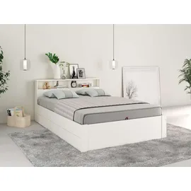 otto home Stauraumbett »MAREILLES, hydraulischer Bettkasten mit praktischer Aufteilung«, Massivholz, viel Stauraum im Kopfteil und unter dem Bett,140x200cm, weiß weiß weiß, , 99019666-0