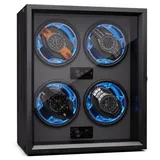 Klarstein Uhrenbeweger für Automatikuhren, Automatik-Uhrenbeweger für 4 Uhren, Automatikuhr Uhrenbeweger mit Acryl-Tür, Automatischer Uhrenbeweger, Blaue LEDs, Watch Winder mit 4 TPD Einstellungen