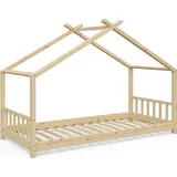 VitaliSpa Design Kinderbett Hausbett Natur Kinderhaus Holzbett 90x200 cm, Naturholz - Braun