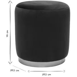 miliboo Runder Samt-Pouf in petrolblau und goldfarbenem Metall D40 cm AMAYA