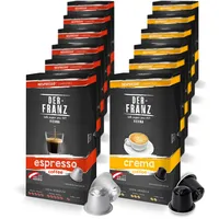 Nespresso kompatible Kaffee Kapseln Crema und Espresso Pack, Intensität 5/5, 12 x 10 Kapseln
