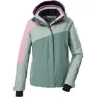 Skijacke KILLTEC "KSW 26 WMN SKI JCKT", Damen, Gr. 38, grün (graugrün), Obermaterial: 100% Polyester.Futter: 100% Polyester.Füllung: 100% Polyester, Jacken Skijacke, Wind- und wasserdichte Skijacke, atmungsaktiv, viele Taschen
