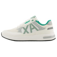 Armani Exchange Herren Dusseldorf Embossed Geometric Motifs Sneaker, Off White+ Gray+ Green, 42 EU