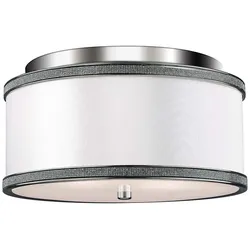 Deckenleuchte Wandlampe Badleuchte Stahl Nickel D 33 cm Kristalleinlage Dekor