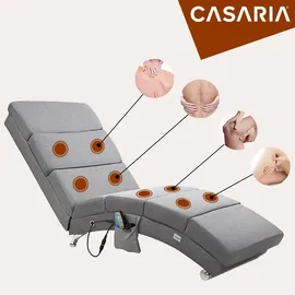 CASARIA Relaxliege London Grau mit Massage & Heizfunktion