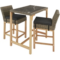 Tectake tectake® Rattan Tisch Kutina mit 2 Stühlen Latina mit Aluminiumgestellen, - Naturbelassen