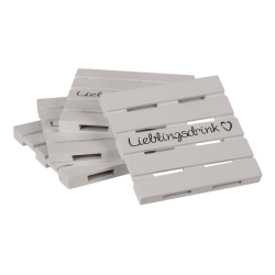 4 x Untersetzer Palette aus Holz Lieblingsdrink weiß