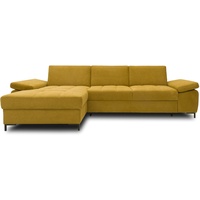 DOMO. Collection Curacao Ecksofa, Eckcouch mit Federkern, Sofa mit Armlehnfunktion in L-Form, senf, 160 x 297 cm