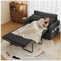 i@home Schlafsofa Ausziehbares 2‐Sitzer‐Sofa mit Schlaffunktion, mit USB‐Ladeanschluss, klappbarem Seitentisch, grau/beige grau