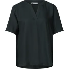 STREET ONE Kurzarmbluse Unifarbe mit Split Neck grün 38
