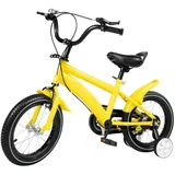 14 Zoll Kinderfahrrad Jungen & Mädchen Kinderfahrräder Kid Balance Stabilisatoren Stahl Anti-Rutsch Hilfsrad mit Stützräder - Gelb