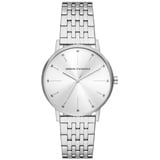 Armani Exchange Uhr für Damen , Dreizeigerwerk, 36MM Silbernes Edelstahlgehäuse mit Edelstahlarmband, AX5578