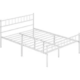 Yaheetech - Metallbett 140 x 200 cm Bettrahmen mit Kopfteil Bettgestell aus Metall Gästebett mit Lattenrost für Schlafzimmer Gästezimmer Weiß
