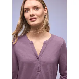 STREET ONE Tunikashirt STREET ONE, Damen, Gr. 38, lila (bright berry), Web, 100% Baumwolle, unifarben, comfort fit normal, Rundhals, elastischer Bund, Shirts, mit 3/4 Ärmeln