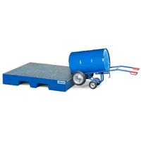 Denios Fasskarre FKR-S2 für 1x 200-/220-Liter-Fass, 2 Stützräder, Luft-Bereifung
