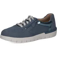 CAPRICE Damen Sneaker flach aus Leder mit Reißverschluss Schuhweite H Mehrweite, Blau (Blue Suede Co.), 37