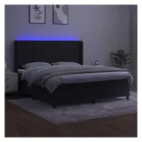 vidaXL Boxspringbett mit Matratze & LED Schwarz 180x200 cm Samt