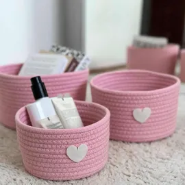 Intirilife Aufbewahrungskorb Set 3-teilig 24 x 14 x 12,5 cm Rosa