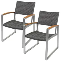 Garden Pleasure Ava Polyrattan Gartenstuhl 56 x 66 x 84 cm grau 2 St.
