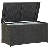 Myheimly Gartentruhe, Kissenbox Auflagenbox mit Deckel, Gartenbox Garten Aufbewahrungsbox mit wasserfestem Beutel, Spielzeugbox Gartenmöbel, Poly Rattan Gartentruhe Schwarz,100 x 50 x 50 cm