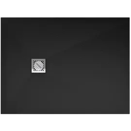 doporro Duschwanne Duschtasse aus Mineralguss DIN-Anschlüsse mit Ablaufgarnitur Geoma09, Rechteckig, Mineralguss Rechteckig | 90 cm x 3 cm x 120 cm
