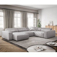 DeLife Big-Sofa Sirpio, XL Cord Silbergrau 360x260 cm Recamiere variabel grau|silberfarben 360 cm x 71 cm x 258 cm