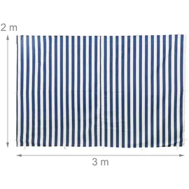 Relaxdays Seitenteile für 3x4m Pavillon 2 Stück Blau/Weiß 4 x 2 m