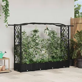 vidaXL Hochbeet mit Rankgitter und Dach 207 x 40 x 126 cm Schwarz