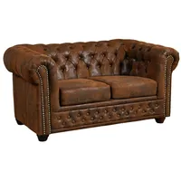 Massivmoebel24 Couch Leder 2-Sitzer Braun