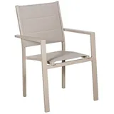 DRW Gepolsterter Stuhl, stapelbar, aus Aluminium und Texyylen, cremefarben, 86 x 50 x 60 cm