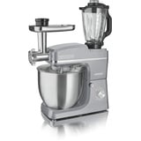 HEINRICHS 3 in 1 Universal Küchenmaschine, Küchengerät 1500W, 6 Geschwindigkeitsstufen, Multifunktionale Knetmaschine mit Fleischwolf, 1.5L Mixerbehälter, XXXL 10L Edelstahlschüssel (Silber)