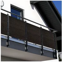 nyvi Balkon Sichtschutz Privafence - Balkonbespannung mit Metallösen - UV-fest, Wetterfest, 100% Blickdicht Farbe:Dunkelbraun RD02;Größe:100x300 cm