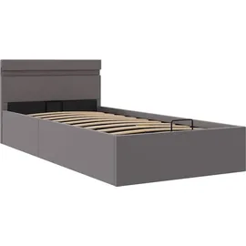 vidaXL Bett mit Bettkasten Hydraulisch LED Grau Kunstleder 100x200 cm