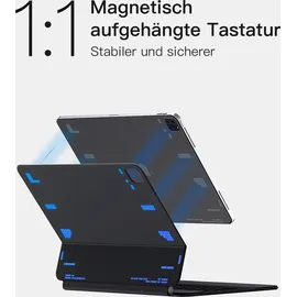 Inateck Magic Keyboard,Tastatur Hülle für iPad Air 6 11 Zoll 2024,iPad Air 5/4,iPad Pro 11 Zoll (4/3/2/1),3-Zonen 7 Farben Beleuchtung,Magnetisches Schwebendes,Vollflächiges Touchpad,QWERTZ,KB09117