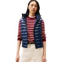 Tommy Hilfiger Damen Weste Padded Slim mit Kapuze, Blau (Dark Night Navy), S - S