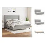 vidaXL Boxspringbett mit Matratze Hellgrau 160x200 cm Stoff