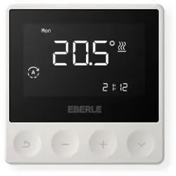 Eberle 567194458600 AP-Uhrenthermostat als Raum-/ Fußbodenregler, Wochenprogramm, 5...30 C, 10...40 C (Boden), RAL 9016, AC 230V, Triac (18 W),