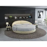 Xlmoebel Rundbett Neues Luxus-Doppelbett mit USB-Anschlüssen in rundem Design. (Bett "LB8844), Hergestellt in Europa beige