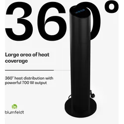 Blumfeldt SmartFlow Tower Infrarotheizstrahler  700W  360° Wärmeabgabe  WLAN-Steuerung Schwarz
