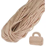 LEREATI Polyester Garn, Makramee Garn 3mm x 200m Polyester-Seil Polypropylen-Kordel Makramee Schnur Geflochten für Handtasche, Häkeltasche, Strickwaren, Wohndekorationen (Khaki Weiß)