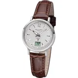 Regent Funkuhr Regent Leder Damen Uhr FR-256, Damenuhr mit Lederarmband, rundes Gehäuse (ca. 30mm), Elegant-Style braun