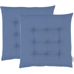 Sitzkissen TOM TAILOR HOME "Dove", blau (taubenblau, unifarben), B:40cm L:40cm, Baumwolle, Dekokissen_Sitzkissen_Kissenhüllen, TOM TAILOR unifarbenes, abgestepptes Sitzkisssen DOVE, 2er Pack