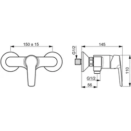 Hansa Hansapolo Duscharmatur Aufputz für 1 Verbraucher Chrom 51450163