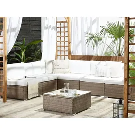 Beliani Gartenmöbel Set 6-tlg. Braun/Weiß