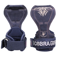 Cobra Grips Pro Gewichtheber-Handschuhe, robuste Gurte, Alternative zu Powerlifting-Haken für Kreuzheben mit eingebautem, verstellbarem Neopren gepolsterte Handgelenkbandage, Bodybuilding (schwarzes)