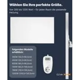 Viesta VIESTA® Infrarot Wandheizung mit Thermostat [inkl. TH12 Thermostat] – flaches Carbon Crystal Heizpaneel – elektrische Infrarotheizung Wandmontage – Weiß