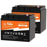 LiTime LiTime 12V 50AH LiFePO4 Batterie 640Wh mit BMS, 4000+ Zyklen, IP65 Solarakkus (12 V), Geeignet für Sicherheitsgeräte, Beleuchtung, Solarenergie schwarz