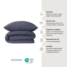 SCHIESSER Bettwäscheset Molly - Musselin - 2-teilig - 135 x 200 cm - Indigo